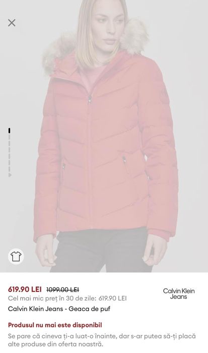 Geaca de puf Calvin Klein Jeans