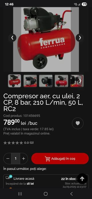Compresor aer 50litri ferrua an 2024