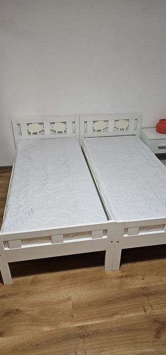 Pat copii ikea alb cu saltea si somiera