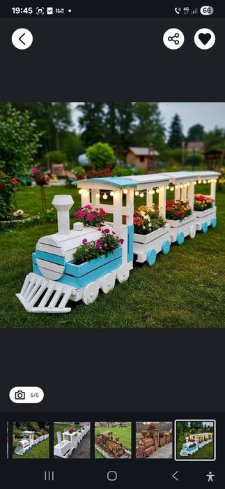 Locomotiva decorativa din lemn cu vagoane – lucrata manual la comanda