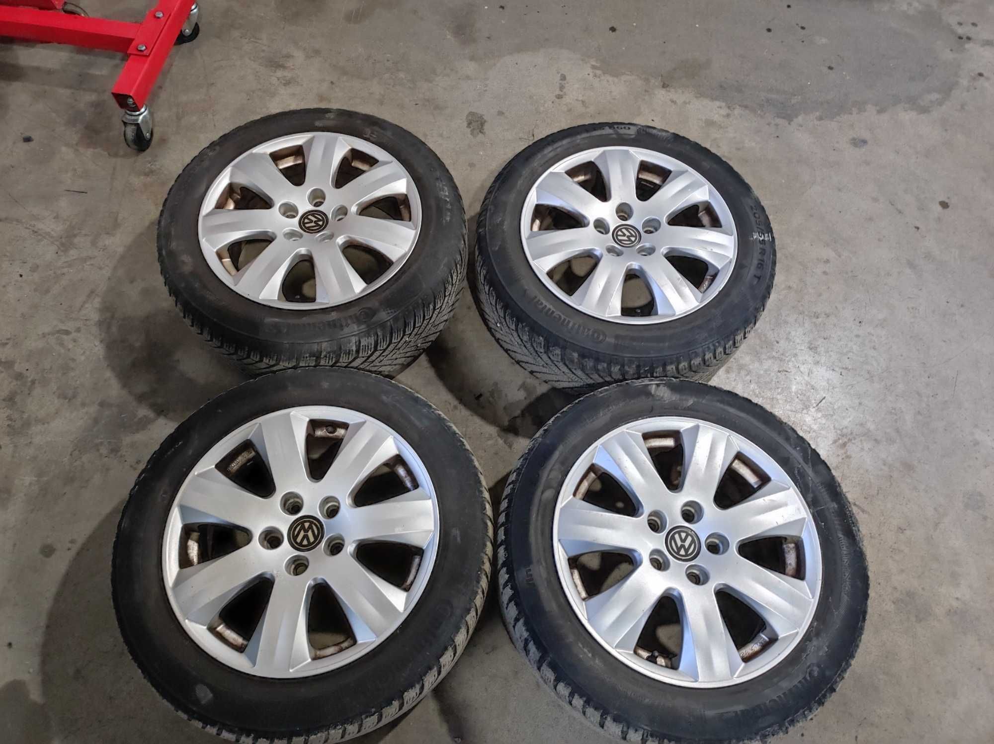 Jante + anvelope 5x112 r 16 205/55 r 16 continental iarna