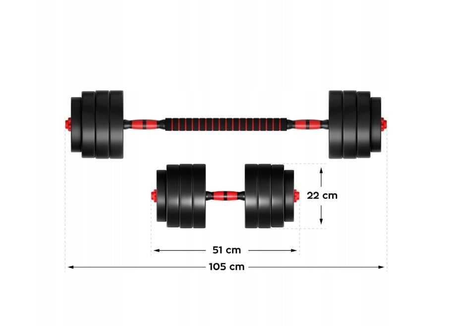 Set gantere reglabile, doua bare, 12 greutati