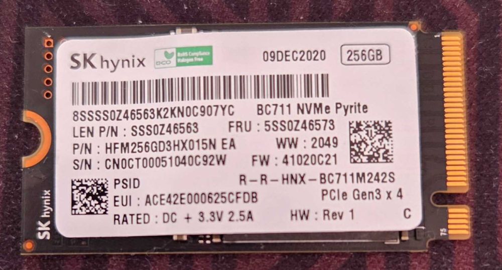 ССД - SK Hynix BC711 256GB - M.2 NVME - Gen 3 - 2242