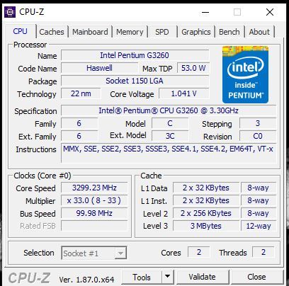 Procesor Intel Haswell Refresh, Pentium Dual-Core G3260 3.3GHz box