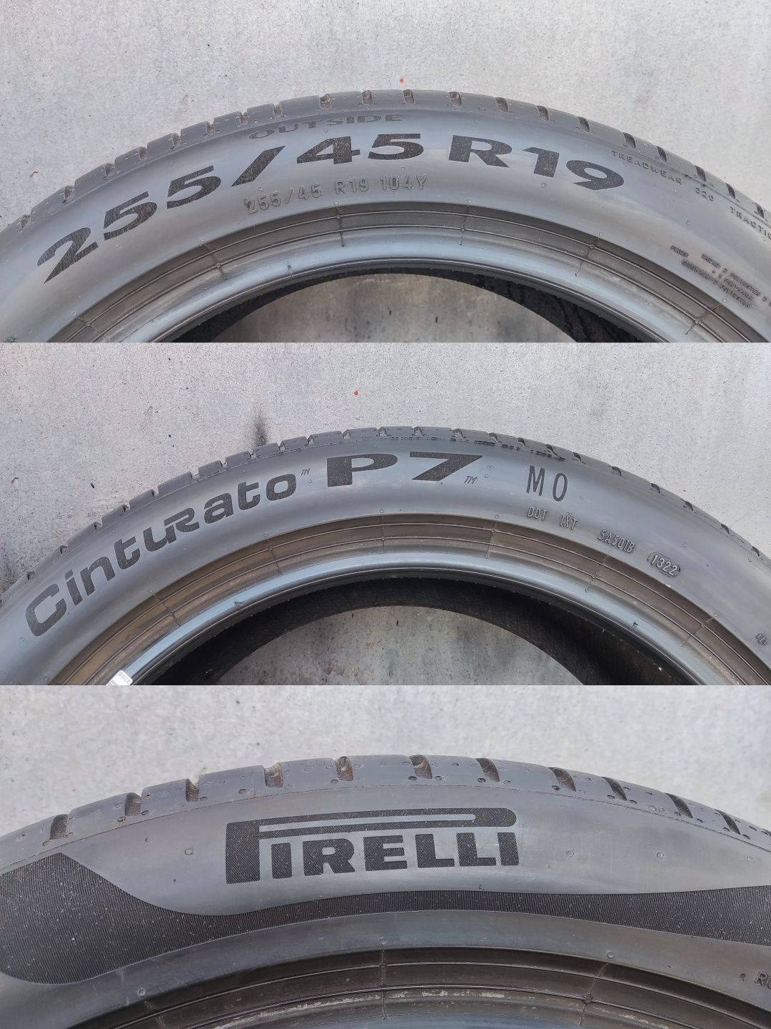 1бр. лятна гума 255/45/19 Pirelli Cinturato P7, MO
dot22
7mm
Добро със
