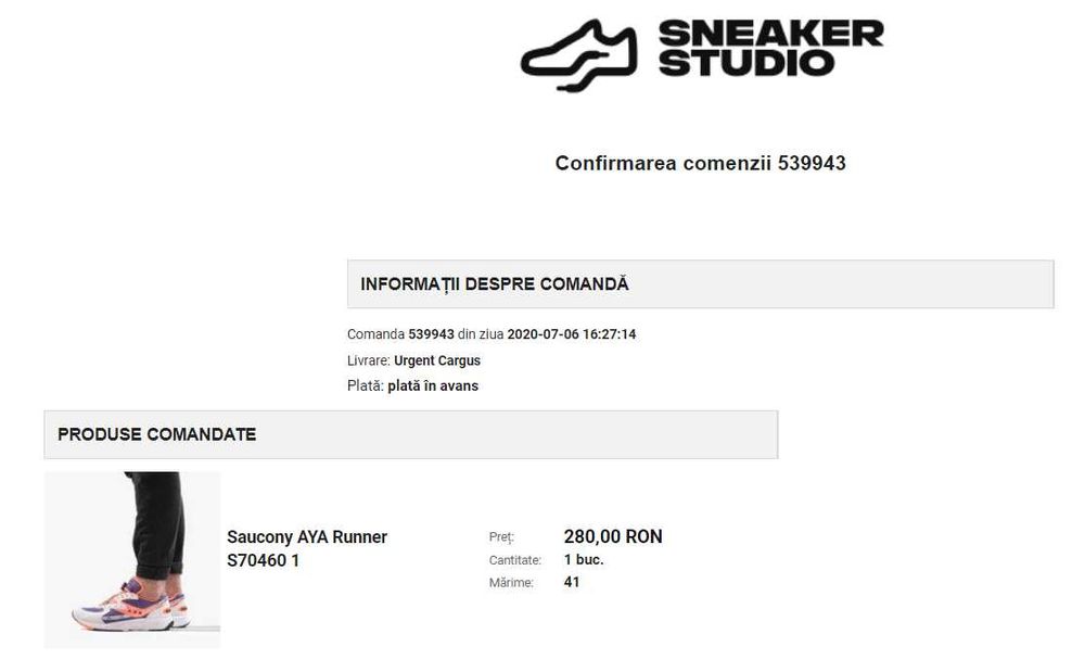 Saucony AYA Runner mărime 41 (26cm interior)