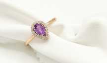 Inel aur 14k  diamante + ametist