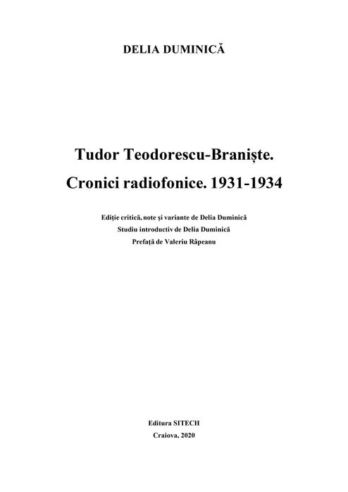 Tudor Teodorescu-Braniște - Cronici radiofonice 1931-1934