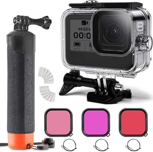 Нов GoPro Hero 8 Водоустойчив кейс 60м + 3 филтъра + плаваща дръжка