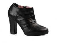 Botine cu toc integral din piele Papucei Ro