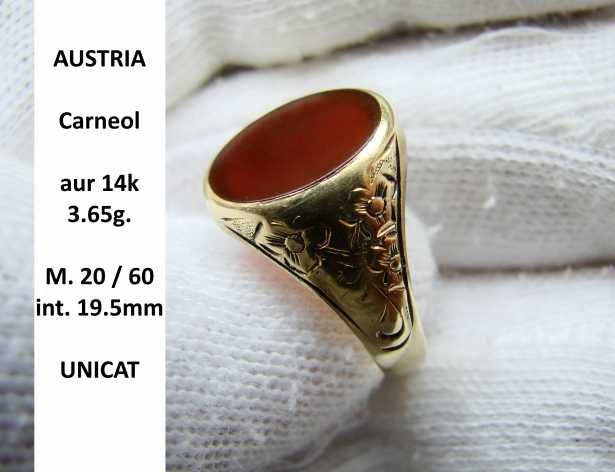 Inel Aur 14K Cu Carneol Unicat Tip Ghiul Aur Pe Degetu Mic