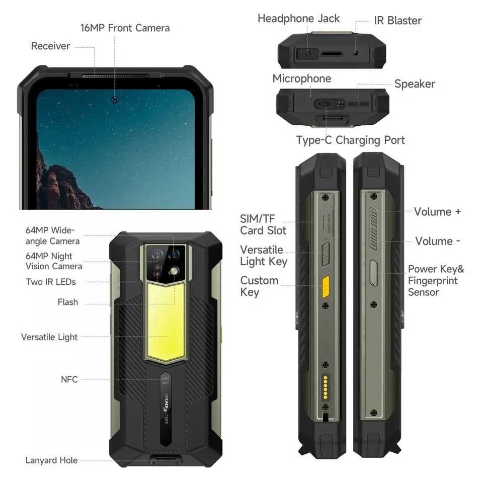 Ulefone Armor 24 24GB RAM 256GB ROM с IP68 защита, 1000 лумена фенер