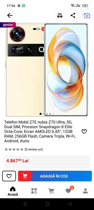 Vând ZTE Nubia Z70 Ultra Yellow 256 GB