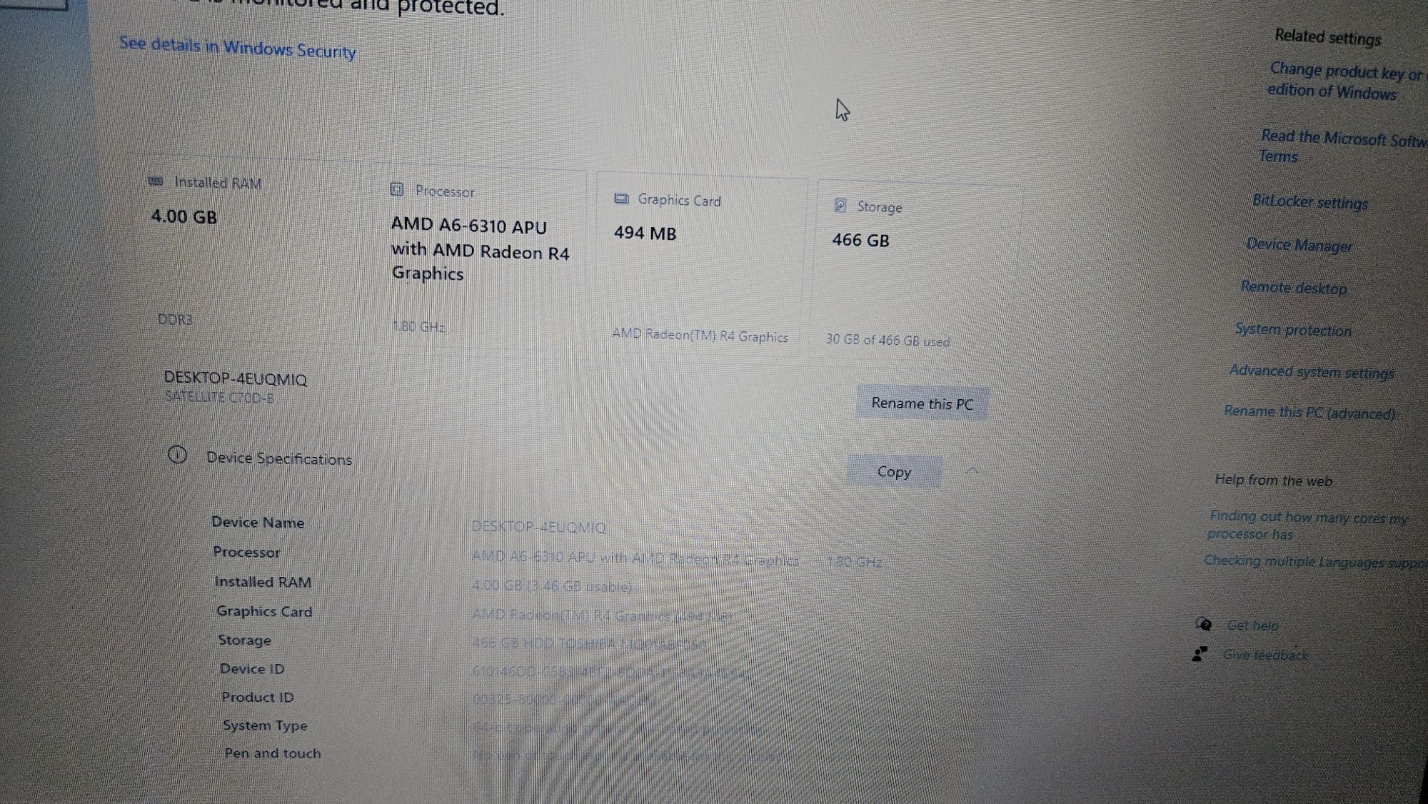 Лаптоп Toshiba Satellite AMD A6