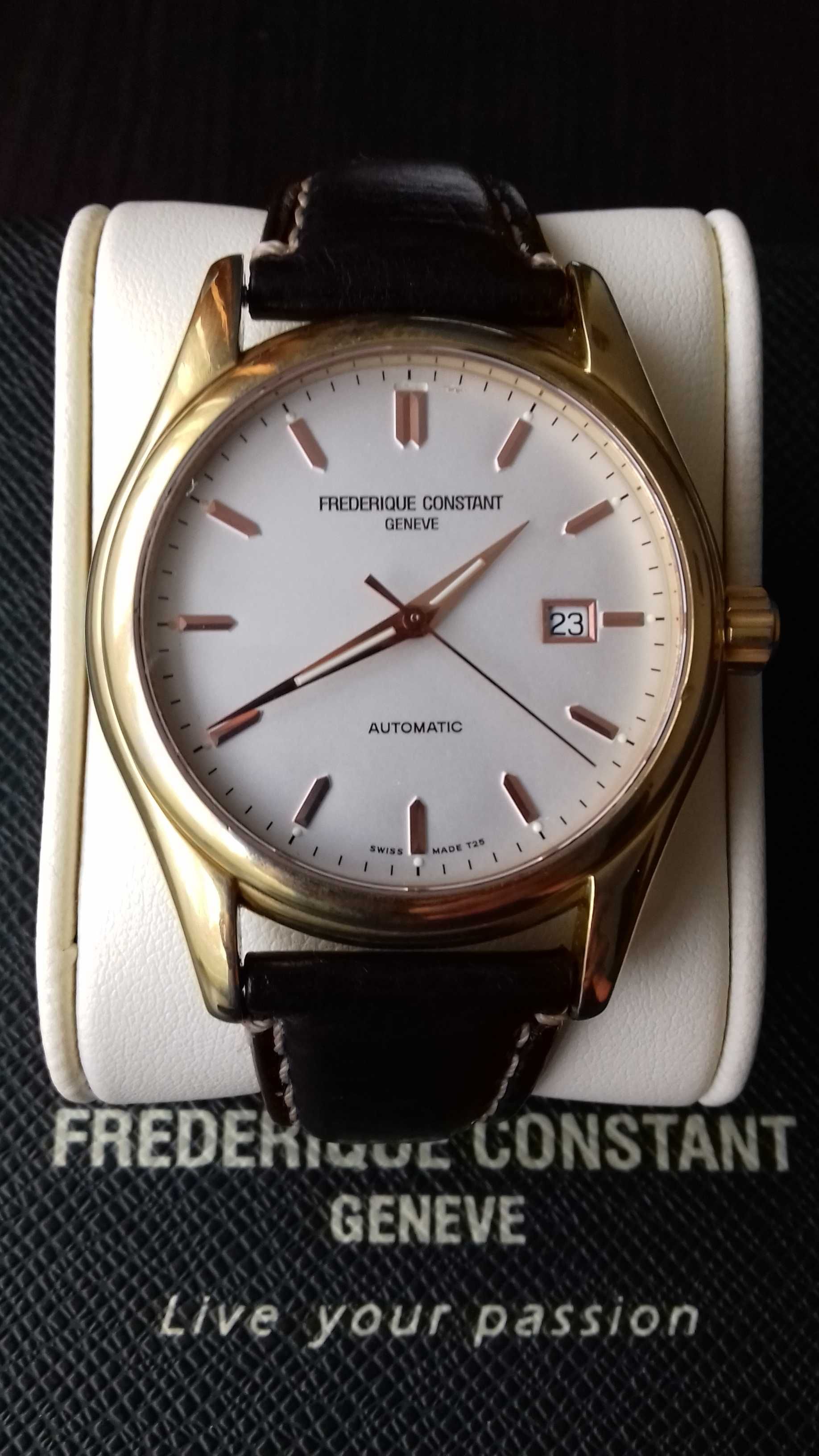 Frederique constant classics index, placat cu Au, 43mm. 25 rubine.