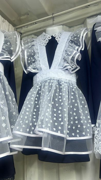 Школьный фартук Белый фартук Школьная форма Бантики