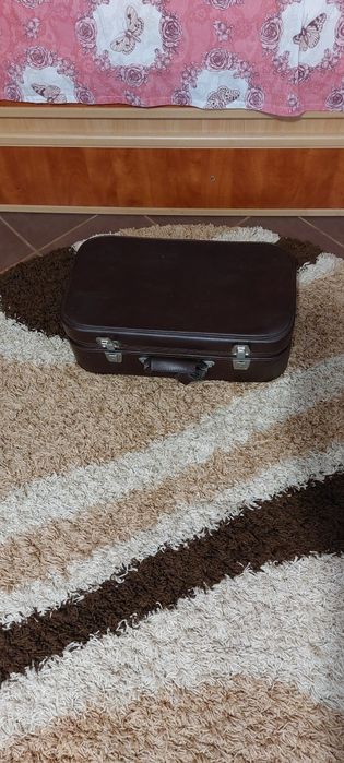 Valiza piele maro inchis  55/ 32 / 17