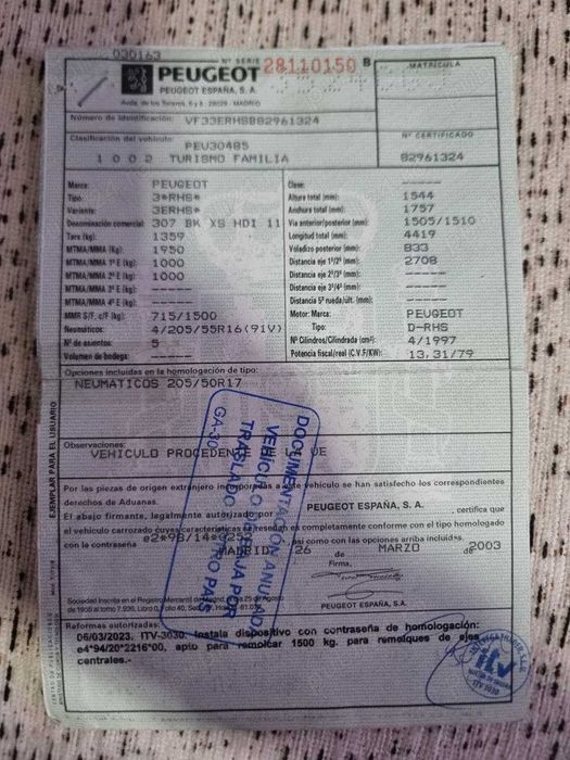 Vand Pegueot 307 2.0 Diesel HDI