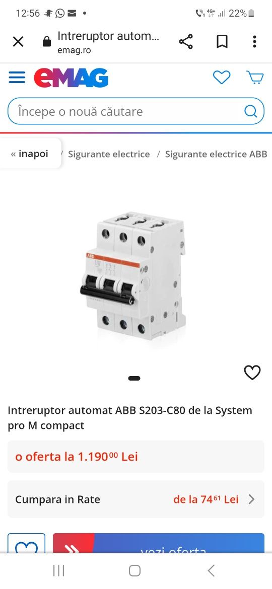 Intreruptor automat ABB S203-C80