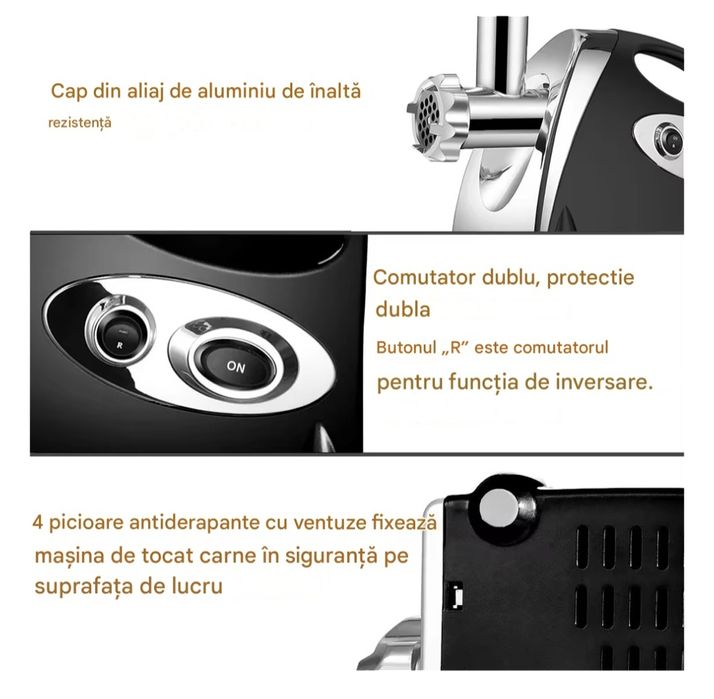 Masina de tocat carne Leihmann 3500 W cu accesorii motor cupru,Rosu