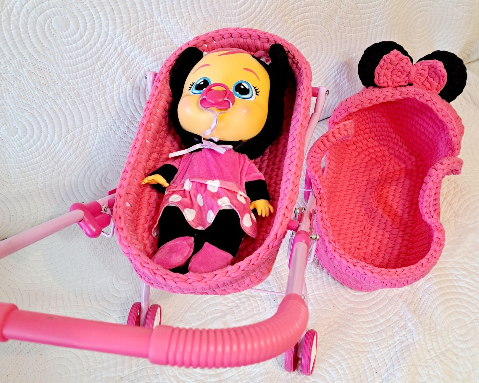 Детска количка за кукли 2 в 1 със свалящ се кош