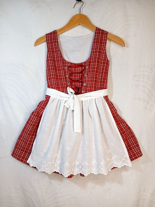 Dirndl fetițe 7 ani, Nr 128, rochie bavareza tiroleza serbare germana