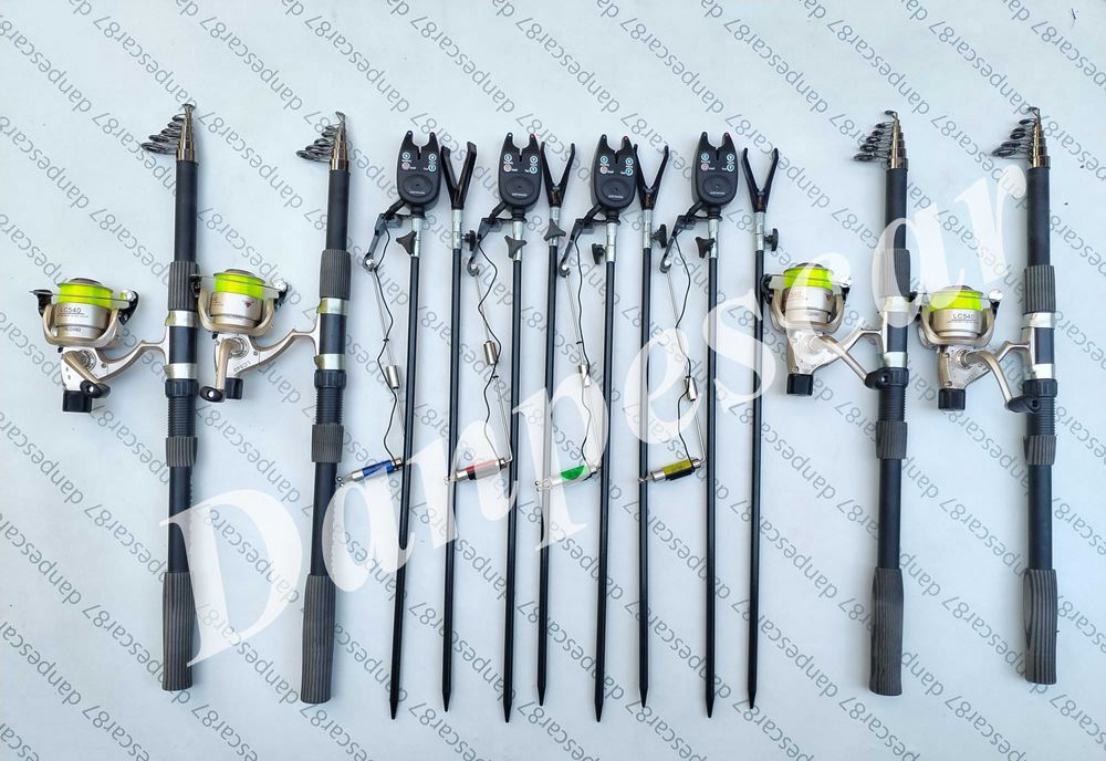 Set 4 Lansete 3m cu 4 Mulinete LC540 si fir+4 avertizori tije swingere