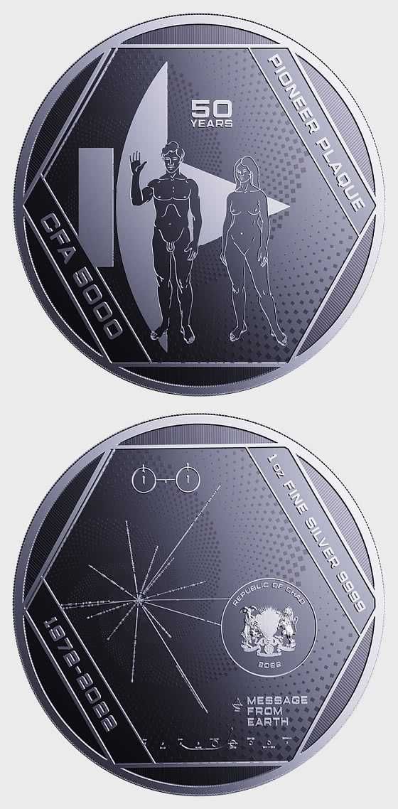 Moneda argint 9999 lingou, Pioneer Plaque 2022 31 grame