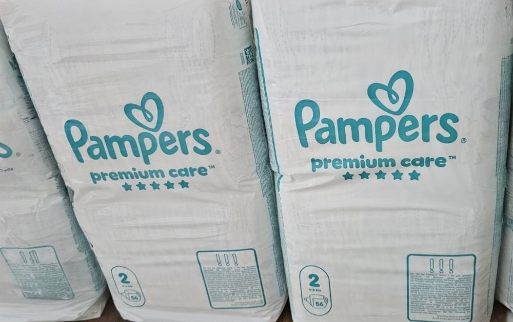 Пелени Pampers premium care 2, 2 пакета + 1 подарък