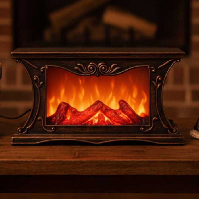 Декоративна LED камина с реалистичен ефект на пламък и жарава