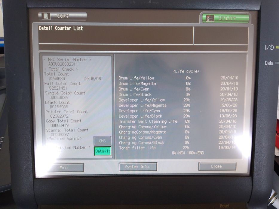 Copiator Konica Minolta Bizhub PRO C6500 - linie productie color