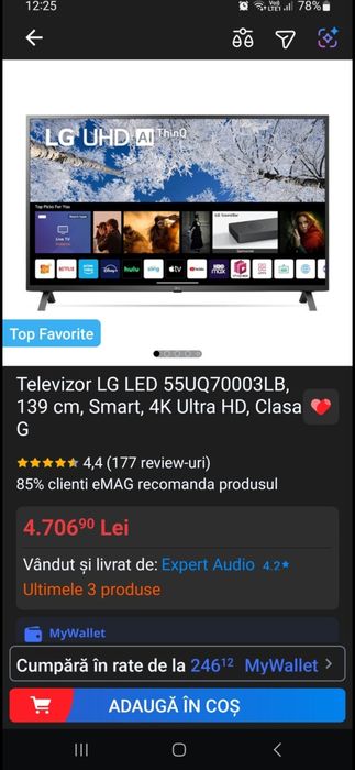 Televizor LG smart 4K Diagonala 139 cm