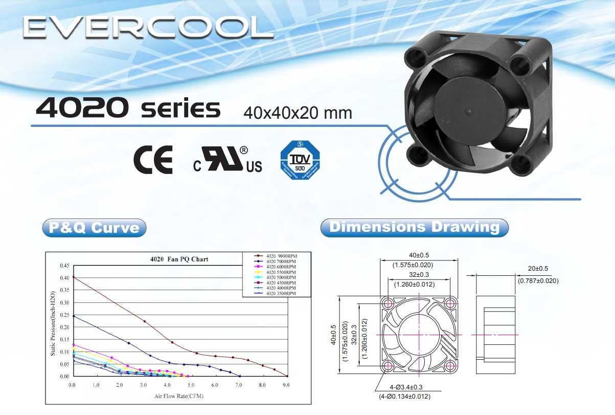 Evercool Вентилатор Fan 40x40x20 EL Bearing (5000 RPM) EC4020M12EA