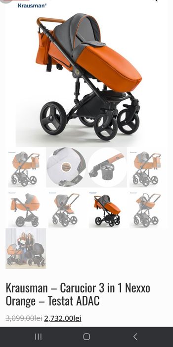 Cărucior / căruț Krausman 3 in 1 Lexxo Black Caramel unisex