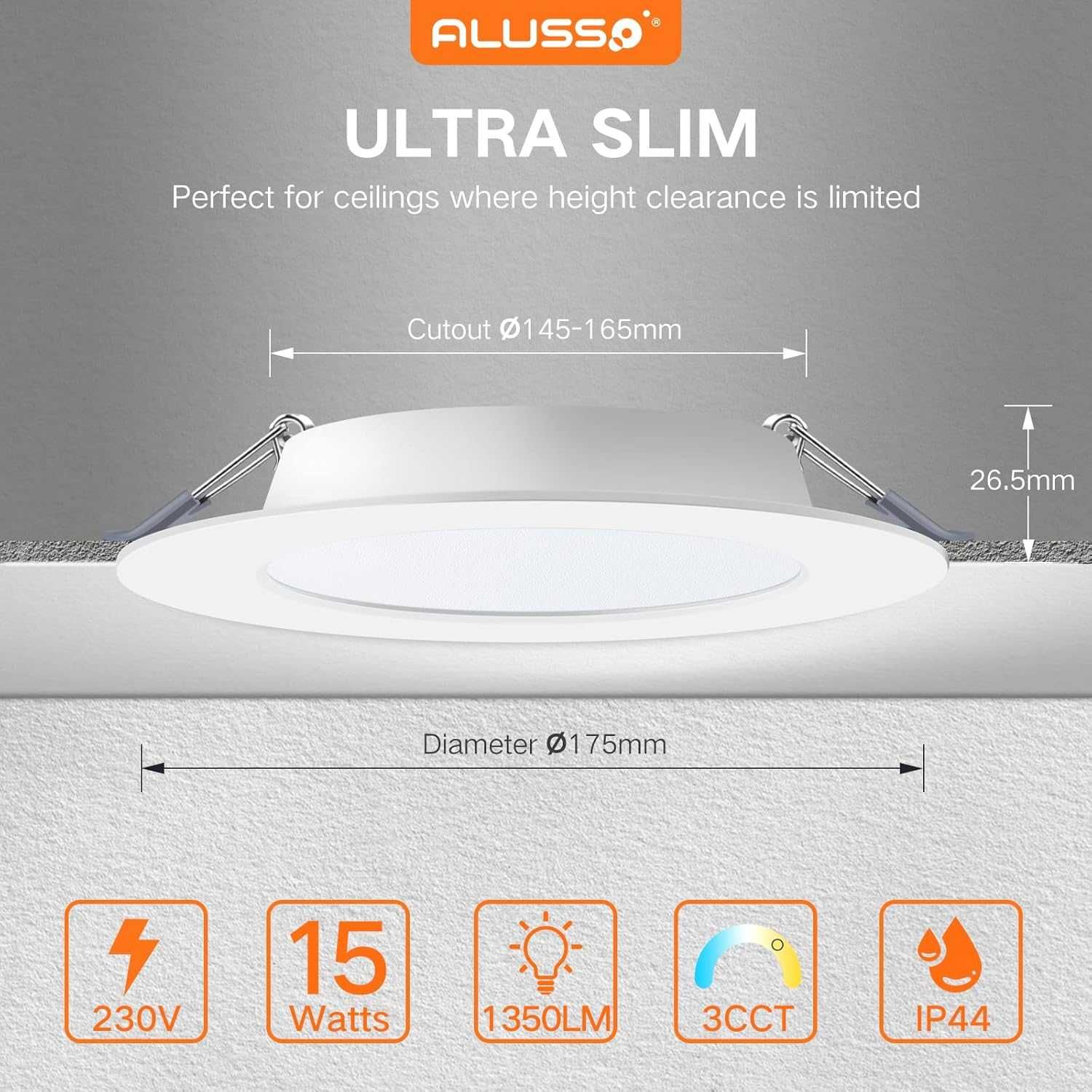 НОВИ! LED лунички за вграждане, 175мм, 15W, 6 бр/к-кт