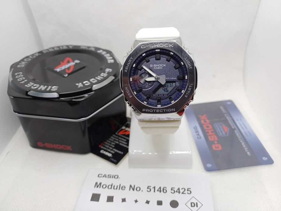 Ceas Casio g shock GM 2100 Metal White -Silver.Nou, Garantie 2 ani