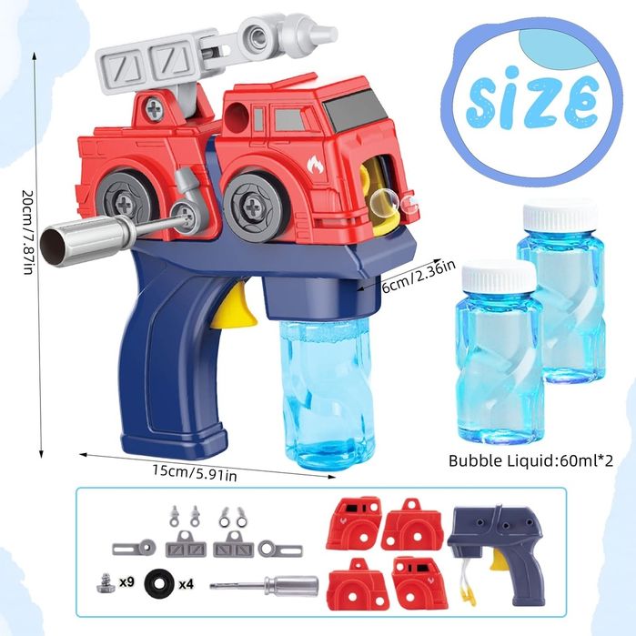 Jucărie masina de pompieri pistol cu bule de săpun