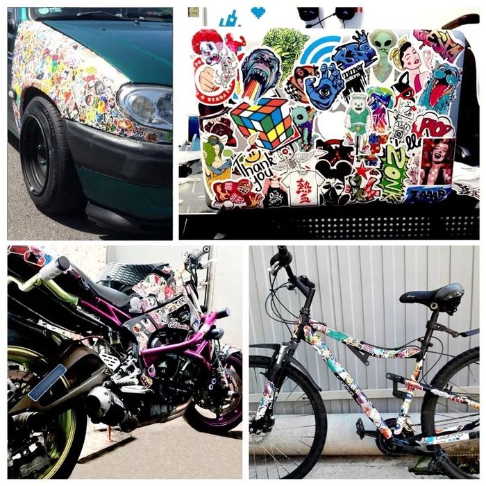 Stickere bicicleta, telefon, auto, laptop