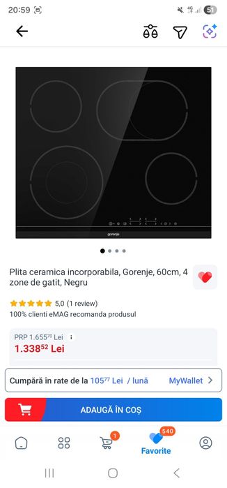 Vând plită electrica vitroceramica,gorenje.