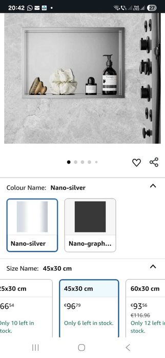 KEOKBON Nișă de duș fără faianță 48 x 33 x 10 cm Organizator de duș