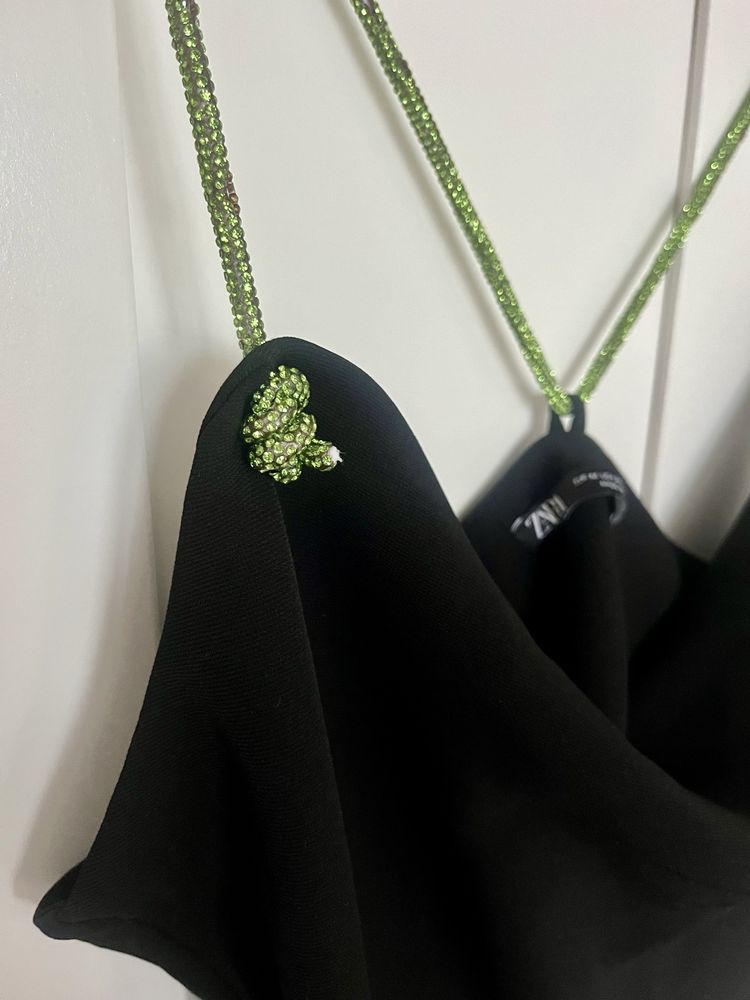 ZARA рокля с блестящи презрамки S