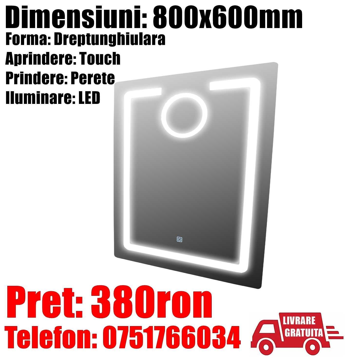 Oglinda Baie Led Smart Touch 60 x 80cm Margine Lumi C LivratGratuit SB