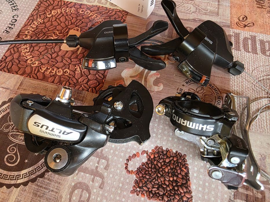 Дерайльори и команди shimano Altus 2×8 комплект.