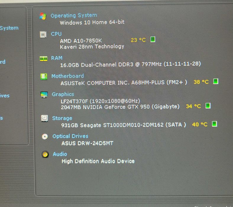 PC Asus gaming AMD A10-7850K 3,70GHz 16Gb DDR3 1Tb HDD GTX 960