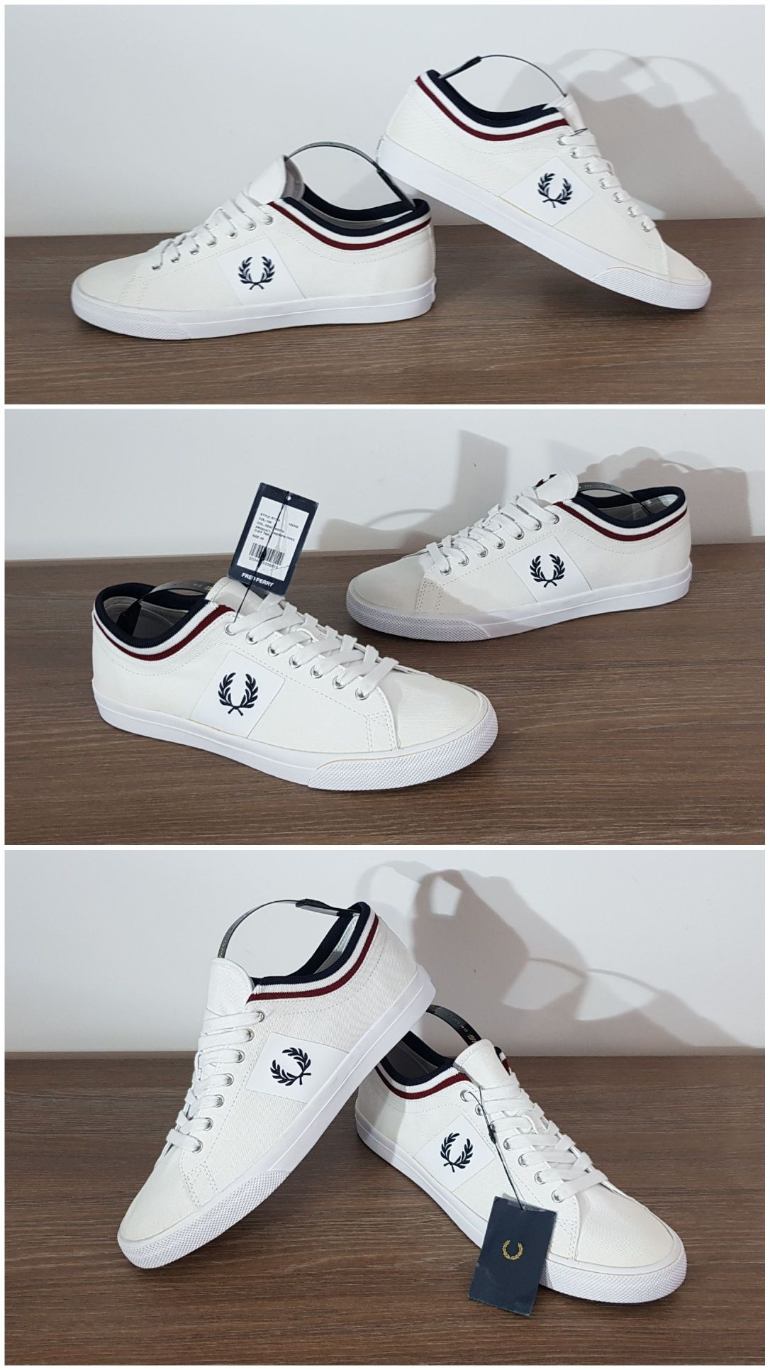 Fred Perry teneși din twill cu manșetă și vârf Underspin, Nr.43 EU