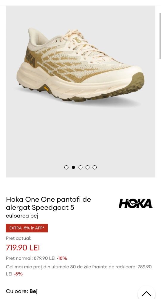 HOKA One One Speedgoat 5 pantofi Noi sport alergat culoarea bej 42 2/3