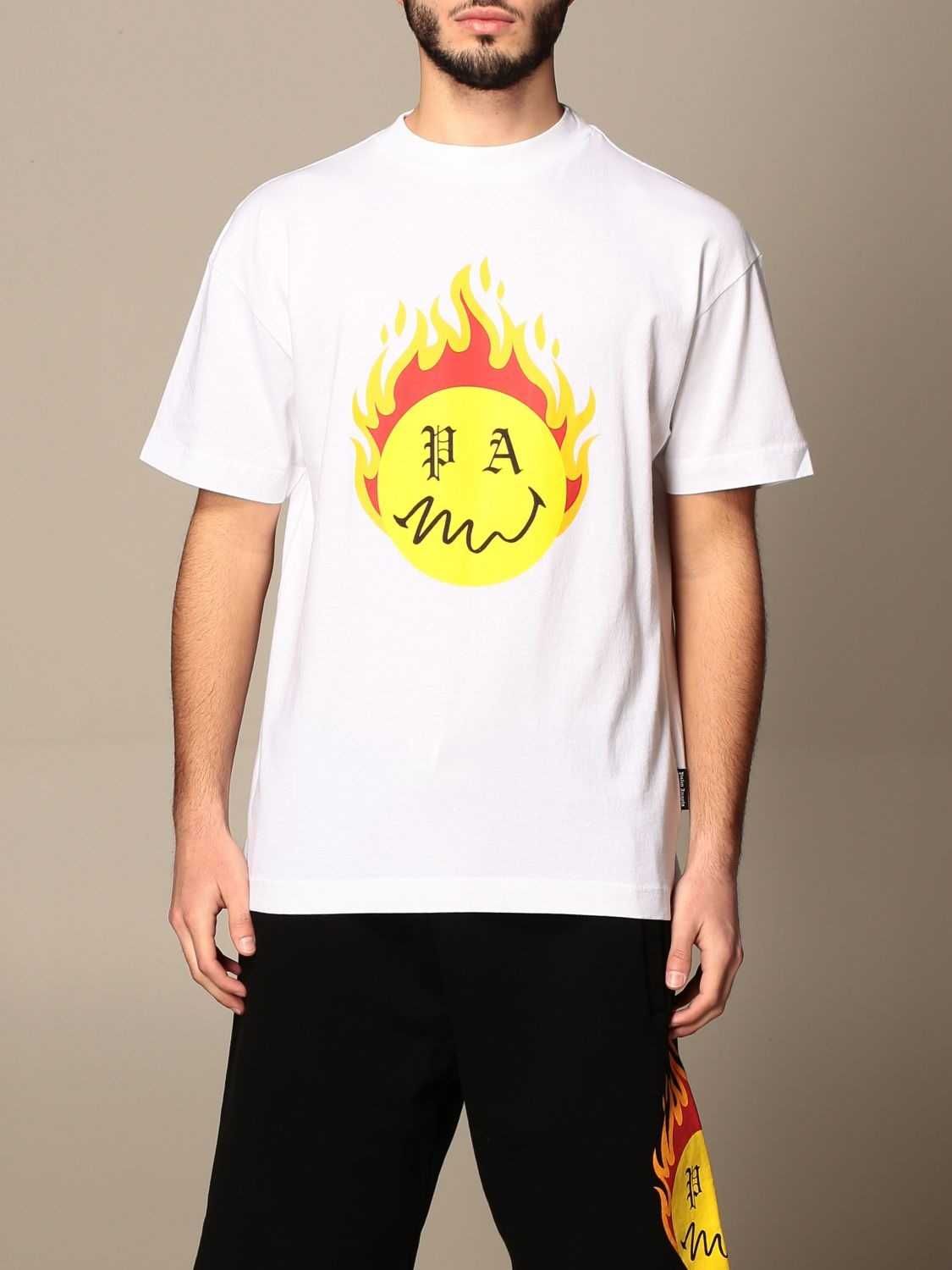 PALM ANGELS Smiley Burning Head Logo Print Мъжка Тениска size XL (L)