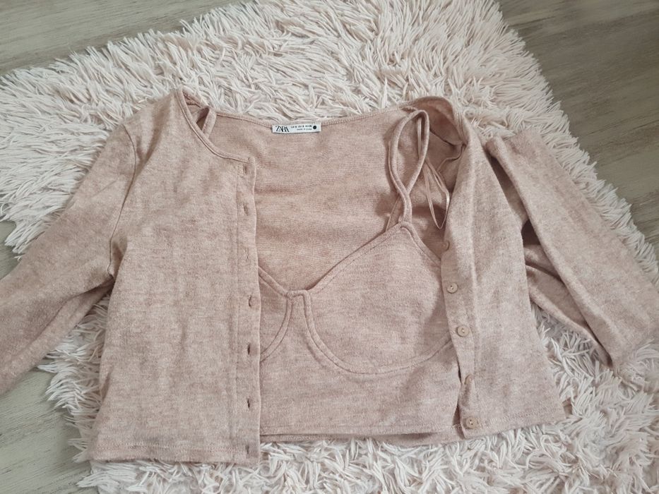 Set Zara top și cardigan