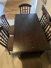 Masa sufragerie din lemn masiv cu 6 scaune