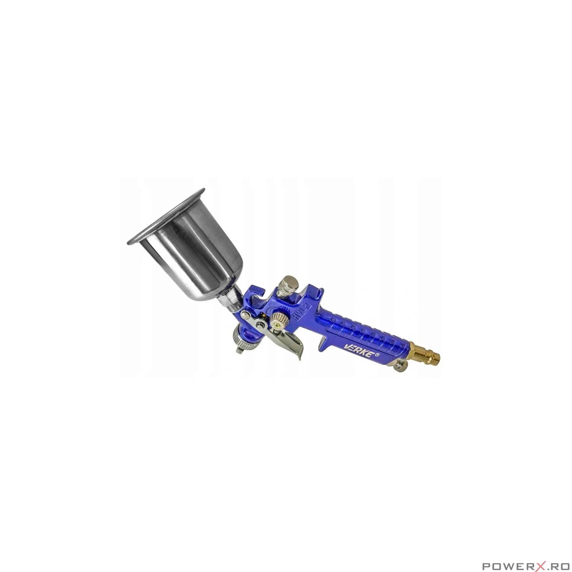 Pistol de vopsit pneumatic, duza 1mm, cu vas de aluminiu 125 ml, Verke